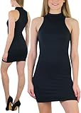 ToBeInStyle Women's Microfiber Seamless Turtle Neck Ribbed Bodycon Dress - Black - OS