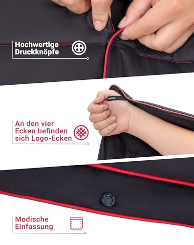 KingCamp Leichte Campingdecke, multifunktionale und warme Steppdecke mit Druckknopf, wasserabweisend, für Rucksack, Reisen, Flugzeug, Wandern, Picknick