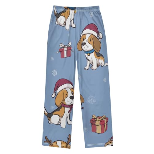ZZXXB Christmas Snow Beagle Boys Long Pants Soft Trousers Elastic Waist Kids Lounge Bottoms with Pockets S-XL2