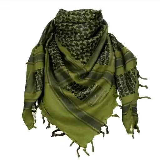 Commando Cotton Afghani Tactical Shemagh Scarf, 100% Cotton, Skin Friendly, Army Green For Men Women, (Unisex)