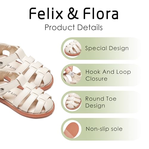 Image of Felix & Flora Toddler Girls Sandals Flower Girl Shoes Soft Rubber Princess Flat Shoes