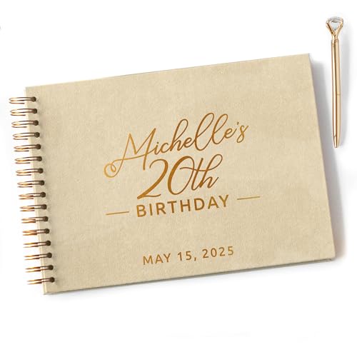 Image of Personalized Guest Book Photo Album Scrapbook Sign-In Book for 21st, 30th, 50th, or 60th Birthday Party or Anniversary Fits 4x6 & 5x7 Polaroid Instax Pictures Keepsake Book (Ivory, Large - 11.7x8.3)