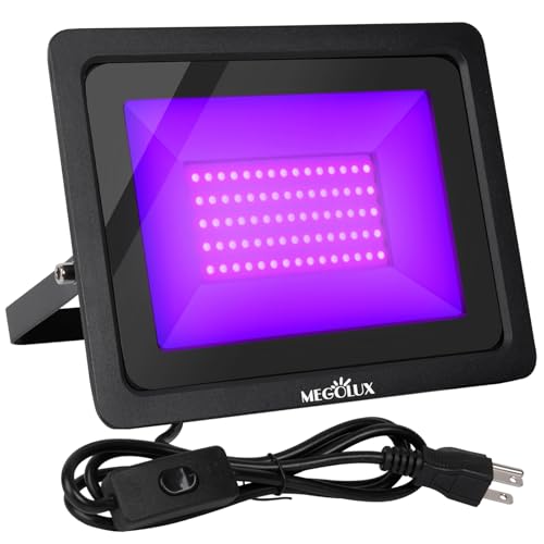 Image of 365nm 100W LED Black Light with Plug and Switch, 4.9ft Power Cord, IP66 Waterproof Blacklight is Used for Indoor or Outdoor Glow Party, Stage Lighting,Body Paint, Fluorescent Poster