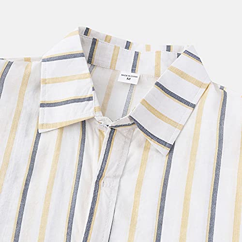 Mens Short Sleeve Button Down Shirts Western Shirts For Men Vintage Bowling Shirt Retro Hawaiian Shirts(Yellow#02,Xxl) #TOP3