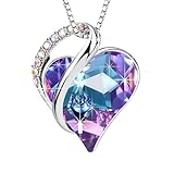Austrian Crystal Heart Pendant Necklaces for Women Fashion 14K Gold Plated Dainty Necklace Hypoallergenic Jewelry (Vitrail Light)