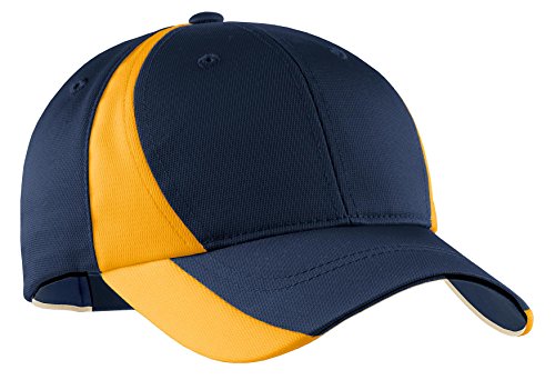 SPORT-TEK Men's Dry Zone Nylon Colorblock Cap OSFA True Navy/Gold
