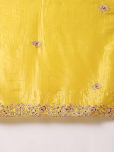 Image of SAREE MALL Women's Tissue Embroidered Saree With Unstitched Blouse Piece