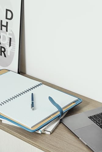 Stilvolle A4-Schreibmappe aus hellblauem Echtleder – Exklusive Businessmappe für Meetings & Präsentationen – Hochwertige Dokumentenmappe (Hellblau)