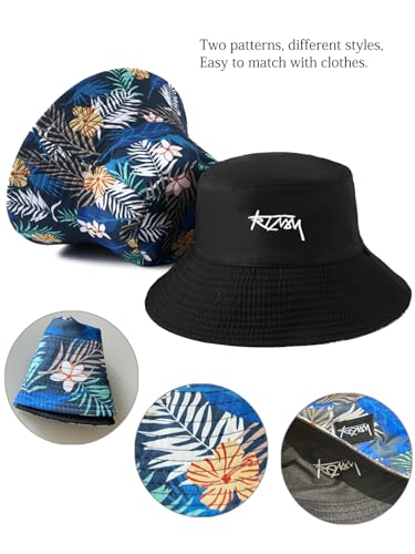 Image of Packable Reversible Printed Bucket Hat Unisex for Men Women Beach Fisherman Cap