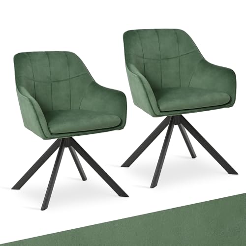 Goeurvant Drehstuhl Esszimmer 2er Set Samt Grün mit Armlehne Polsterstuhl Esszimmerstühle drehbar Küchenstuhl mit Metallbeine für Wohnzimmer Esszimmer Goeurvant Drehstuhl Esszimmer 2er Set Samt Grün mit Armlehne Polsterstuhl Esszimmerstühle drehbar Küchenstuhl mit Metallbeine für Wohnzimmer Esszimmer