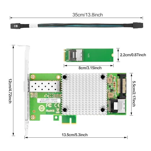 Image of M.2 M-Key to 10GbE SFP+ NIC, Intel 82599 Single SFP+ 10G Expansion Card