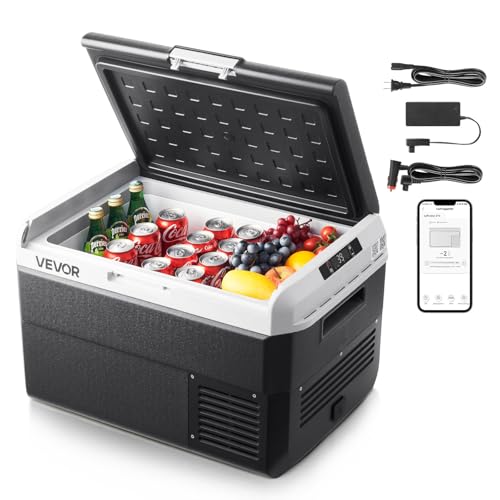 VEVOR 12 Volt Car Refrigerator, 42.3QT/40L Car Fridge, Portable Electric Cooler with -4℉~68℉ Adjustable Temperature, 12/24V DC and 100-240V AC Compressor Freezer for Outdoor, Camping, Travel, RV