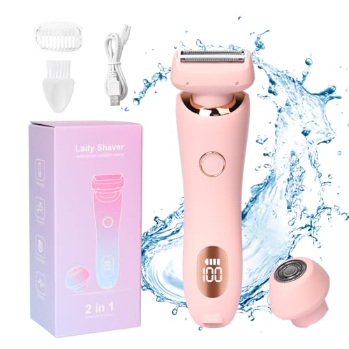 Pumwoy Maquinilla de Afeitar Eléctrica 2 en 1 para Mujer, Afeitadora Mujer Recortadora de Bikini, 2 In 1 Electric Shaver Razors for Women Maquinilla de Afeitar íntima para Partes Del Cuerpo