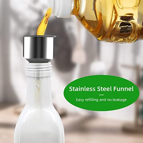 Oil and Vinegar Dispenser Bottle Farmhouse Set, 2 Pack 500ML Vintage Glass Black and White Dispenser Bottle with Stainless Steel Pouring Spout, Country Kitchen Decor for Home Restaurants Wedding