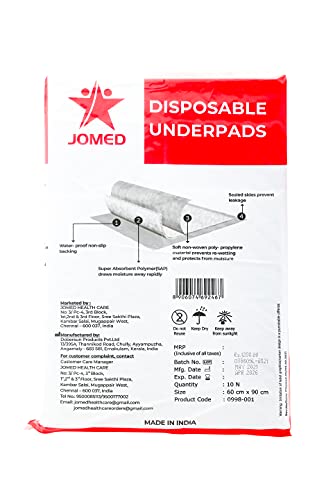 Image of Jomed Disposable underpad, Blue Clour, 60X90 Large,Free of Disposable Bed Bath Towels