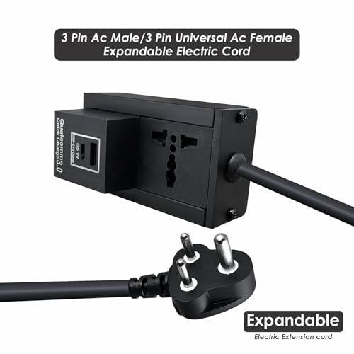 Image of MX Extension Board with USB-C PD 65W & USB-A Port - Universal 3-Pin Socket, 6A to 13A, Flame-Retardant Body, Safety Shutter, 1.5 Meter Heavy-Duty Cable, Power Strip for Home & Office