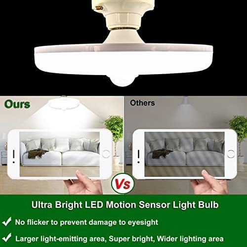 Motion Sensor LED Light Bulb, 18W (150 Watt Equivalent) E27 Motion Activated Dusk to Dawn Security 1500 Lumen High Bright Sensor Ceiling Light Indoor for Porch, Garage, Basement, Hallway - Cool White