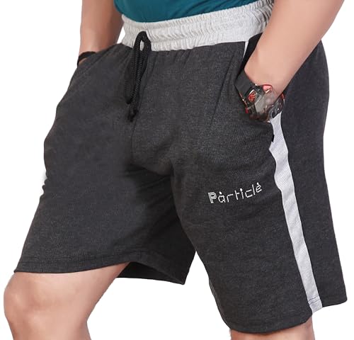 Image of Particle Men's Plus Size Big Size Bermuda Shorts | 230 GSM Ribbed Cotton Half Pant for Men with Deep Side Pockets | Sizes XL-5XL (34-52 Inch Waist)