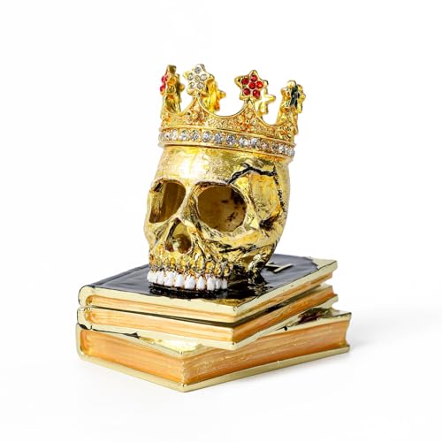 NIODAY Hand Painted Trinket Box Enamel Vintage Head Sculptures Skull Jewelry Box mallard Hinged Metal Jewelry Organizer Decorative Treasure Box Unique Gift