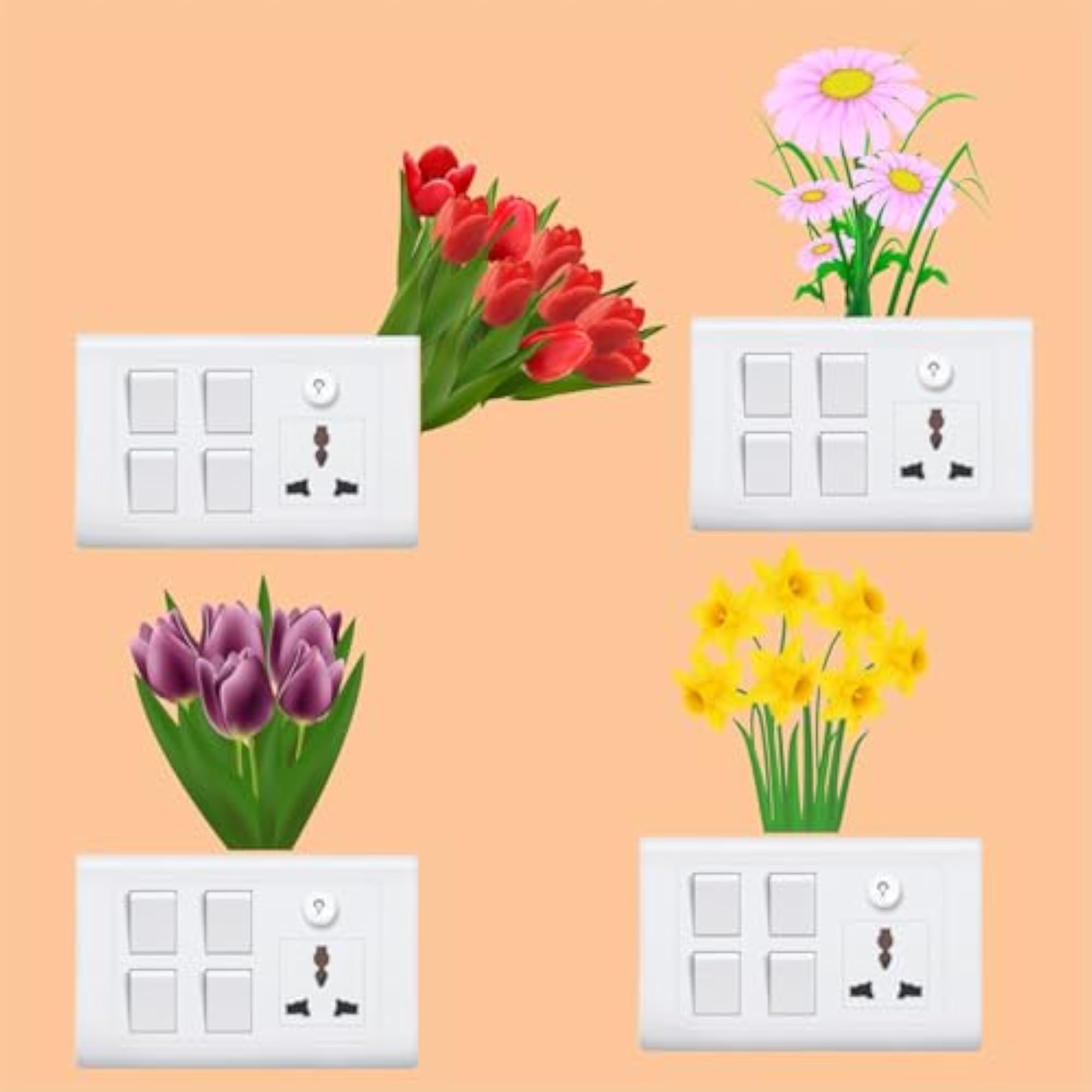 Generic Multicolor Flower Wall Sticker Pack