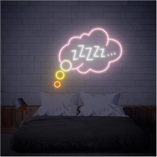 Para luces de neón para decoración de paredes. Lámpara de ambiente relajante 'Buenas noches, duerme bien', letreros neón con luces brillo ajustable(D,40cm)