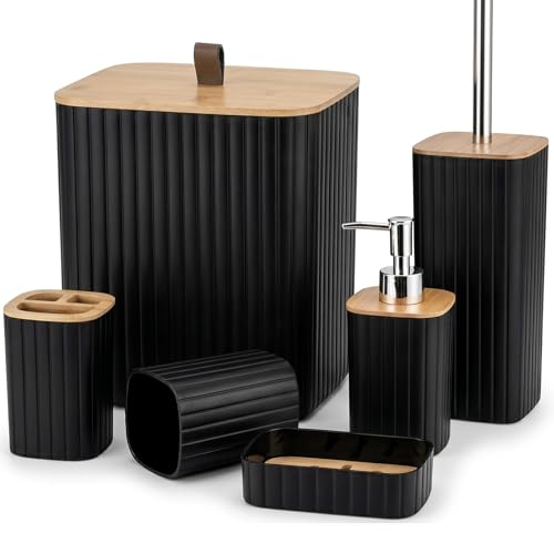 6PCS Bathroom Accessory Set, Black