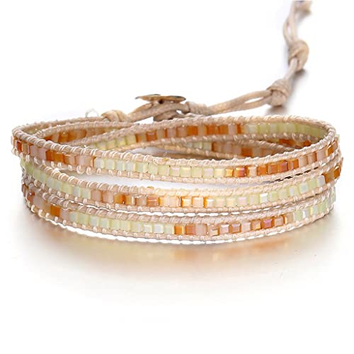 Leige Handmade Woven Stone Beads Bracelets For Women Vintage Multi Layered Wrap Bracelet Armband Charm (Color : A, Size : As Shown) #TOP22