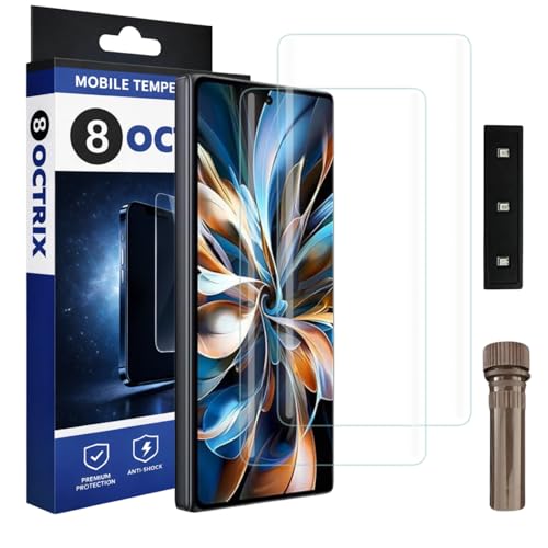 Image of Curved UV Tempered Glass Screen Protector for Vivo X Fold 3 Pro | Transparent | Pack of 2 | Full Screen Coverage with UV Installation Kit