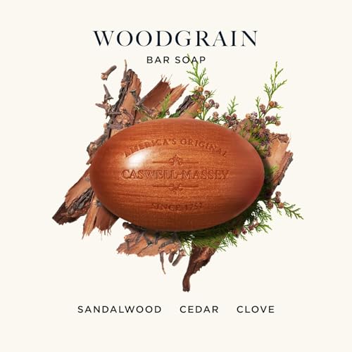 Image of Caswell-Massey Triple Milled Heritage Woodgrain Sandalwood Three-Soap Set, Scented & Moisturizing Bath Soap, Made In The USA, 3 Count (Pack of 1)