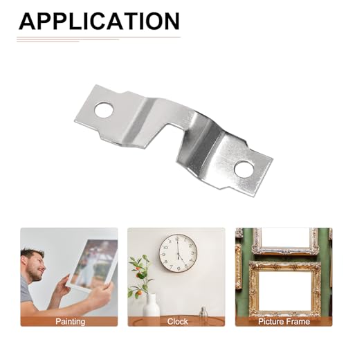 Image of DTGN 48mm x 15mm x 7mm Double Hole Triangle D Ring Picture Frame Hangers - 10Pcs - Good for Hanging Paintings Picture - Frame Hook Photos - Silver Tone