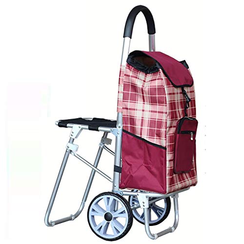 Carrello per la spesa pieghevole per la spesa, carrello pieghevole per la spesa, carrello portabile per la spesa, carrello portaoggetti sedile rinforzato, carrello pieghevole con carrelli portapacchi