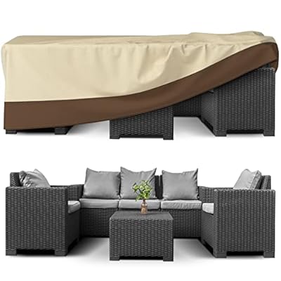 Patio Furniture Covers Waterproof for Dining Table and Chairs, Rectangular Outdoor Furniture Set Cover, Anti-Fade, Tear/Water Resistant Patio Furniture Set Covers, 126" L x 84" W x 28" H