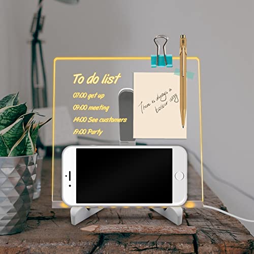Lamchim acrylique DIY LED lumière de nuit, Lampe de tableau de Message réinscriptible avec stylo, Lampe de bureau USB 3D Note Note quotidienne lampe de peinture, Décoration créative Lampe (21x21x4cm)