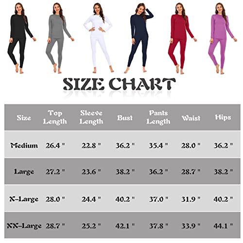 Zando Womens 2 Piece Thermal Underwear Ultra Soft Cuddle Duds Long Johns Extreme Cold Long Underwear Set Lounge Set Skin-Friendly Fuzzy Pajamas For Women Ladies Pajamas Pink Purple Medium #TOP6