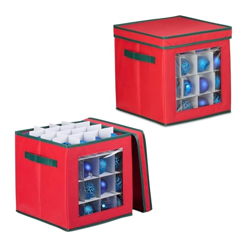 Relaxdays Weihnachtskugel Aufbewahrungsbox, 2er Set, je 64 Fächer, HxBxT:...