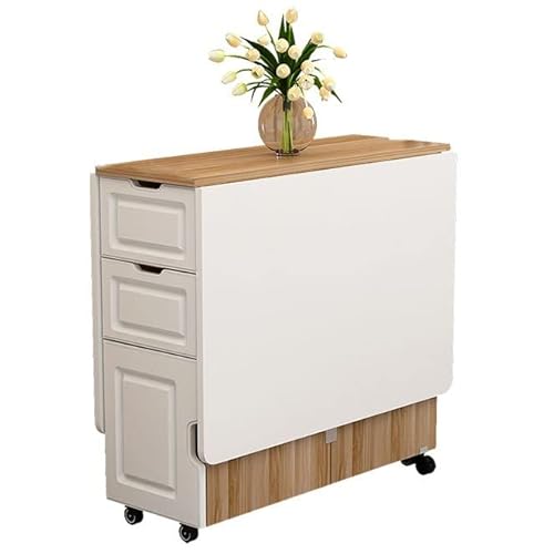 Craftthink Folding Dining Table, Solid Wood Rectangle Versatile Dinner Table With Wheels And Storage Racks, Space Saving Kitchen Table Dining Room Table, Wood, 47.2" L X 23.6" W X 29.6" H #TOP21