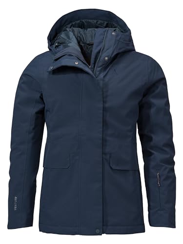 Schöffel Damen Ins. Jacket Antwerpen L, wasserdichte und atmungsaktive Winterjacke, urbane Outdoorjacke mit 2-Wege-Reißverschluss und verstellbarer Kapuze, navy blazer, 38
