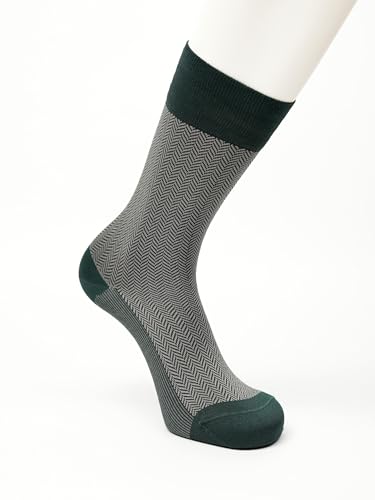 Image of Theater Green & Grey Men's Socks | Mercerised Cotton | Mid Calf Length | Anti-Bacterial | Luxury Everyday Wear | Stylish & Breathable