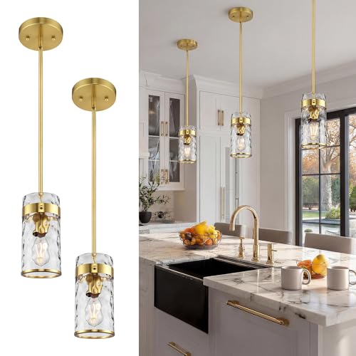 AUTELO Gold Pendant Light, 2 Pack Island Pendant Lights for