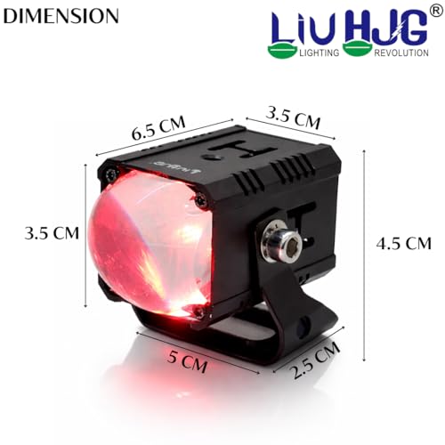 Image of LIU HJG Single Lens High Bright LED Fog Light Waterproof & Dustproof 60W 12V-80V DC Power Yellow White & Red Devil Eye Light Reflection Universal fit for All Bikes & Cars (Pack of 2)