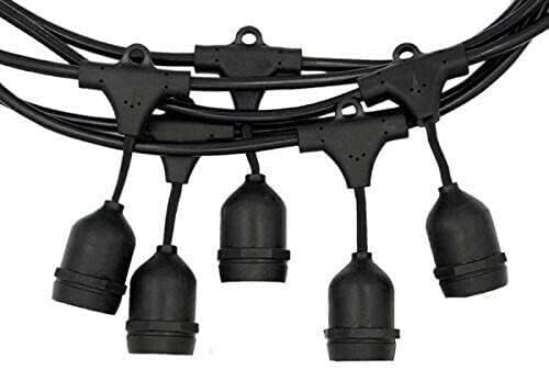 Guirnalda luminosa exterior, 10 casquillos E27, impermeable, 10 m extensible, negro, cable de conexión para jardín, patio, fiestas
