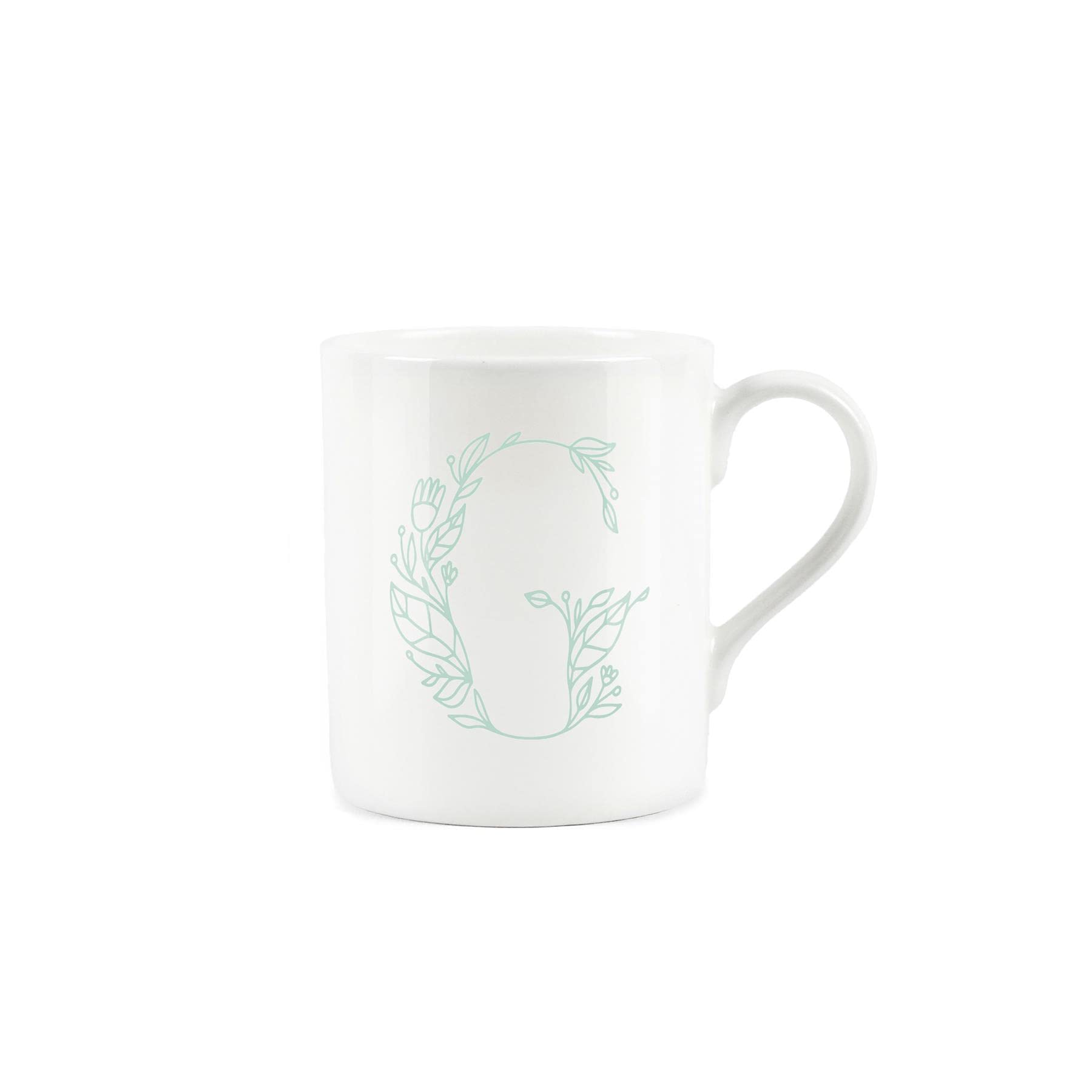 Purely Home Floral Green Letter G Mug - Fine Bone China Small Coffee Tea Mug Present Personalised Initial Gift - Image 2