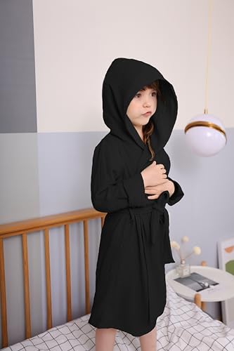 Image of TADO MUSLIN Organic Cotton Toddler Bathrobe, Soft and Breathable Baby Robe for Kid, Boy& Girl Hooded Robe Muslin