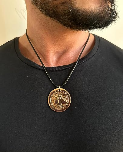 DEMMEX Tree of Life Pendant Necklace, 2.5mm Thick, 1.5 Inch Diameter, Unisex, Handmade in Turkey, Pure Copper - Polish with Sea Salt Lemon Mix4