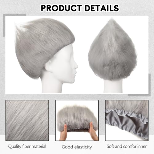 Image of Geyoga 2 Pcs Funny Wig Crazy Hair for Halloween Party,Grey, White