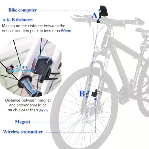 Ciclocomputador inalámbrico con pantalla LCD resistente para bicicleta Abaodam 3