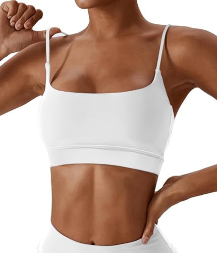 Image of Comper Sports Bra for Women Wirefree Racerback Workout Bras Sexy Thin Straps Yoga Sport Bras with Removable Pads