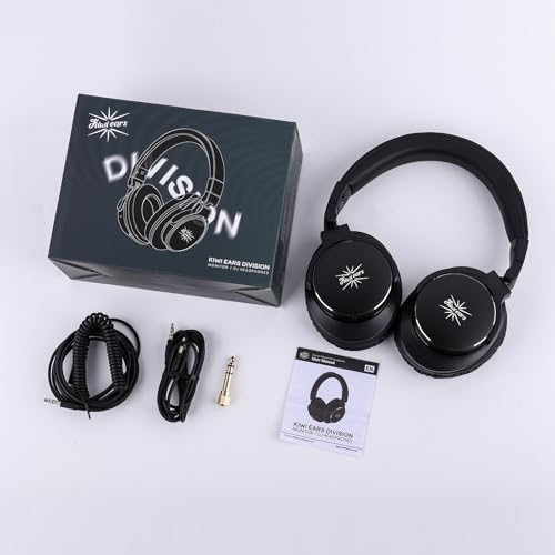 Image of Linsoul Kiwi Ears Division Over Ear Headphone, 40mm Dynamic Driver Monitoring Headphones, Wired Gaming Headphone, DJ Headphones for Professional Musicians Engineers (Black)