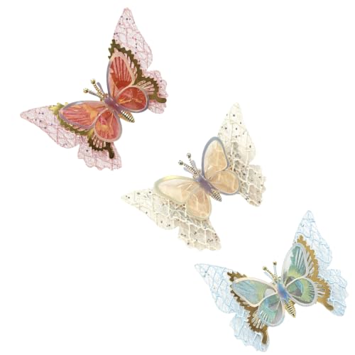 3 piezas pinzas de cabello mariposa móvil brillo 3.15 pulg miniatura 1