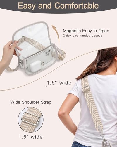 Image of Wuflyover Clear Bag for Stadium Events, Clear Purse Crossbody Bag for Women
